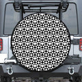 Black And White Playing Card Suits Print Leather Spare Tire Cover