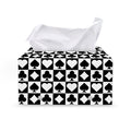 Black And White Playing Card Suits Print Leather Tissue Box Cover