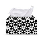 Black And White Playing Card Suits Print Leather Tissue Box Cover