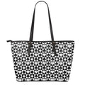 Black And White Playing Card Suits Print Leather Tote Bag With Zipper
