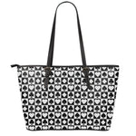 Black And White Playing Card Suits Print Leather Tote Bag