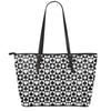 Black And White Playing Card Suits Print Leather Tote Bag