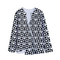 Black And White Playing Card Suits Print Long Sleeve Short Coat