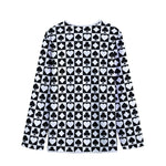 Black And White Playing Card Suits Print Long Sleeve Short Coat