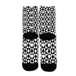 Black And White Playing Card Suits Print Long Socks