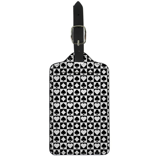 Black And White Playing Card Suits Print Luggage Tag