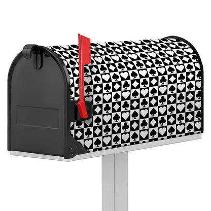 Black And White Playing Card Suits Print Mailbox Cover