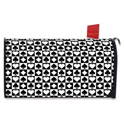 Black And White Playing Card Suits Print Mailbox Cover