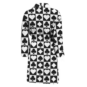 Black And White Playing Card Suits Print Men's Bathrobe