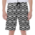 Black And White Playing Card Suits Print Men's Beach Shorts