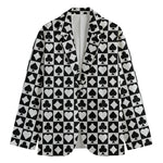 Black And White Playing Card Suits Print Men's Blazer