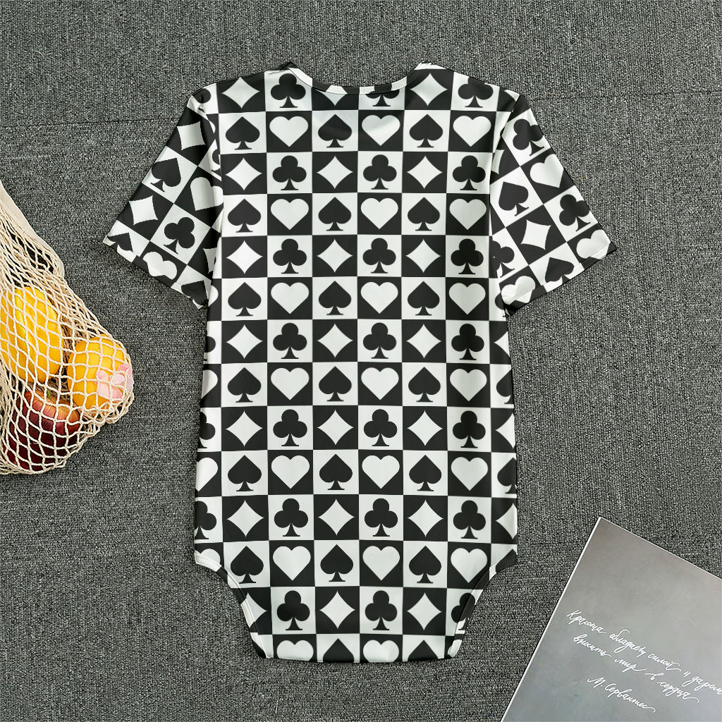 Black And White Playing Card Suits Print Men's Bodysuit