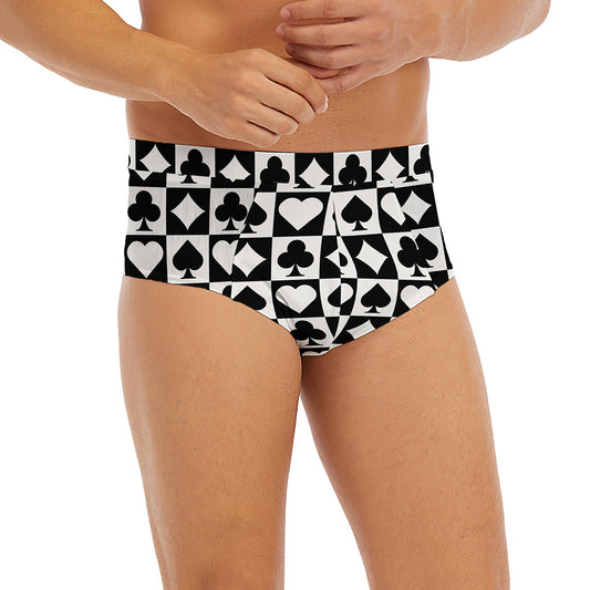 Black And White Playing Card Suits Print Men's Briefs
