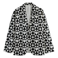 Black And White Playing Card Suits Print Men's Cotton Blazer