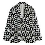 Black And White Playing Card Suits Print Men's Cotton Blazer