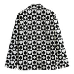 Black And White Playing Card Suits Print Men's Cotton Blazer