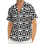 Black And White Playing Card Suits Print Men's Deep V-Neck Shirt