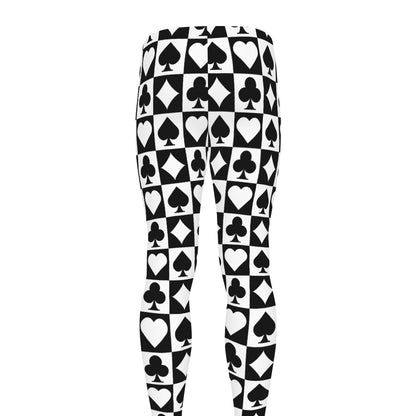 Black And White Playing Card Suits Print Men's leggings