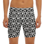 Black And White Playing Card Suits Print Men's Long Boxer Briefs