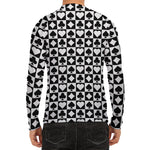 Black And White Playing Card Suits Print Men's Long Sleeve Rash Guard