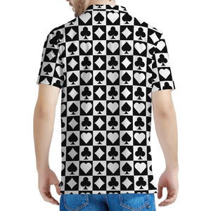 Black And White Playing Card Suits Print Men's Polo Shirt