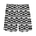 Black And White Playing Card Suits Print Men's Athletic Shorts