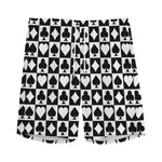 Black And White Playing Card Suits Print Men's Sports Shorts