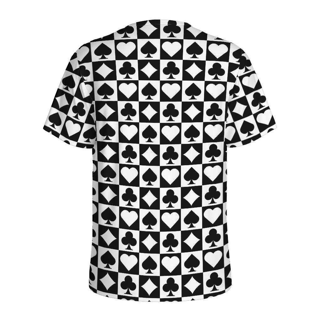Black And White Playing Card Suits Print Men's Sports T-Shirt