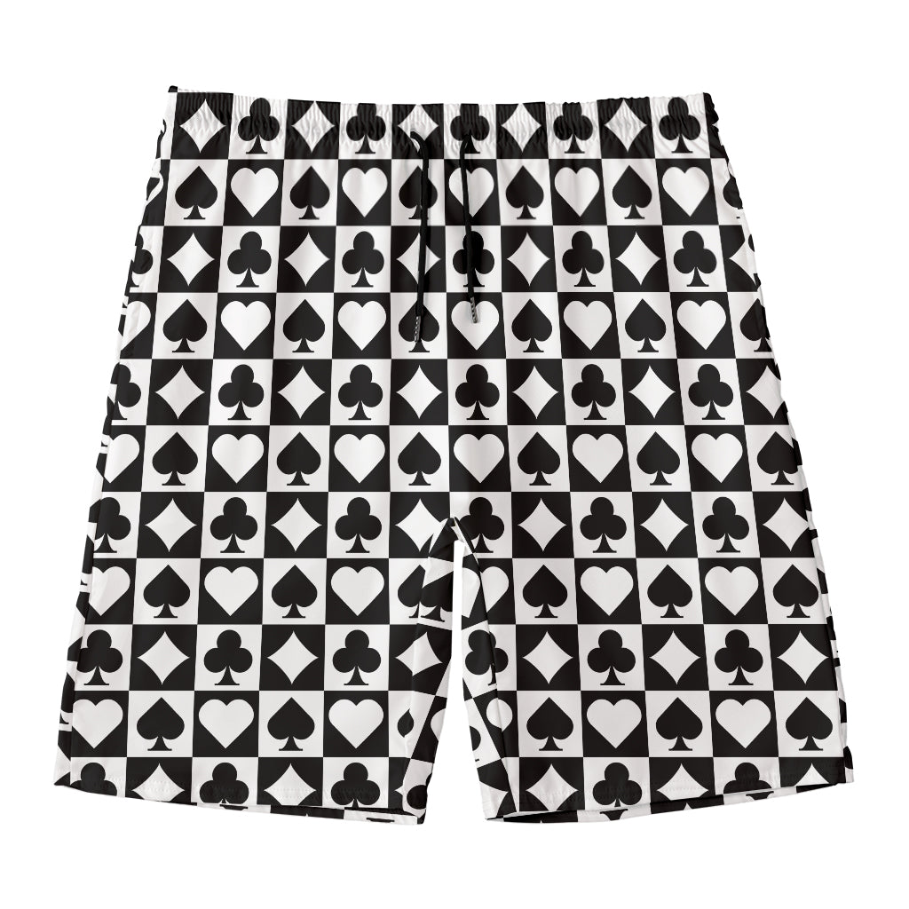 Black And White Playing Card Suits Print Men's Swim Trunks