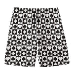 Black And White Playing Card Suits Print Men's Swim Trunks