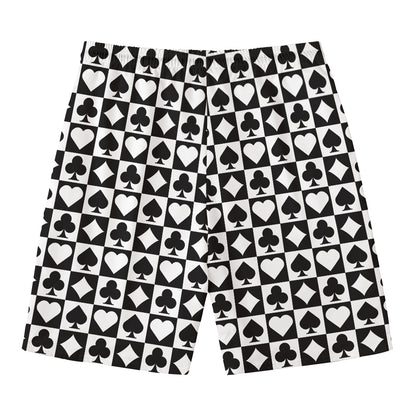 Black And White Playing Card Suits Print Men's Swim Trunks