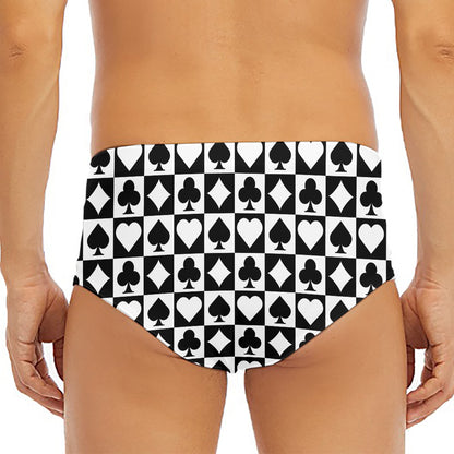 Black And White Playing Card Suits Print Men's Triangle Swim Briefs