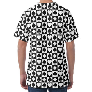 Black And White Playing Card Suits Print Men's Velvet T-Shirt