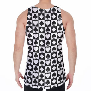 Black And White Playing Card Suits Print Men's Velvet Tank Top