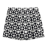 Black And White Playing Card Suits Print Mesh Shorts