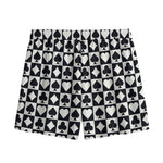 Black And White Playing Card Suits Print Mesh Shorts
