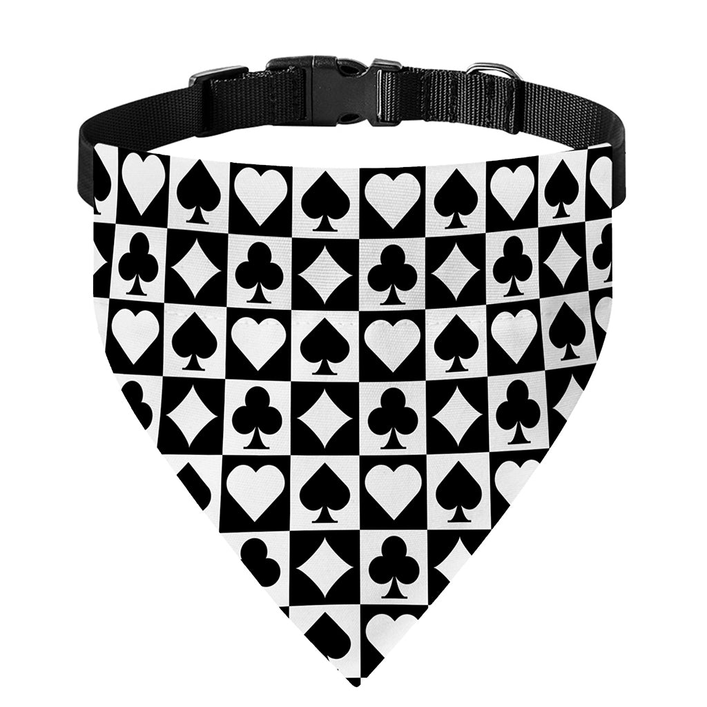 Black And White Playing Card Suits Print Over The Collar Dog Bandana