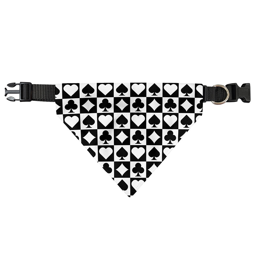 Black And White Playing Card Suits Print Over The Collar Dog Bandana