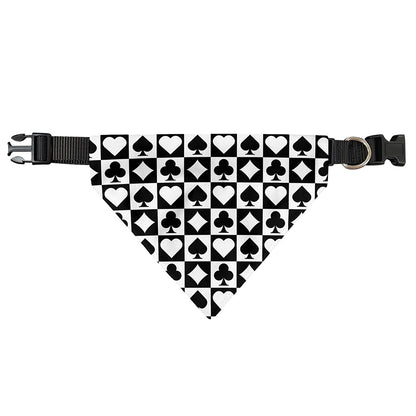 Black And White Playing Card Suits Print Over The Collar Dog Bandana