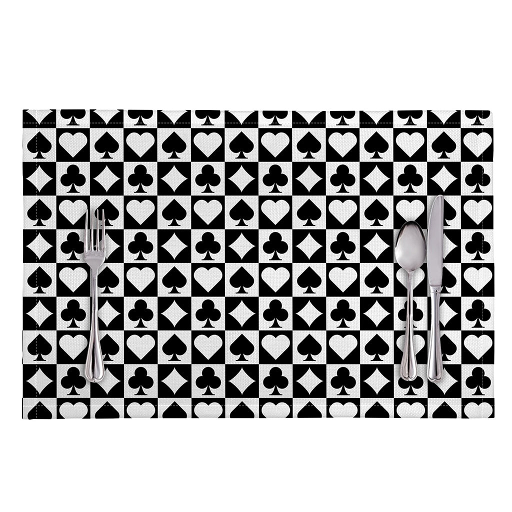 Black And White Playing Card Suits Print Placemat
