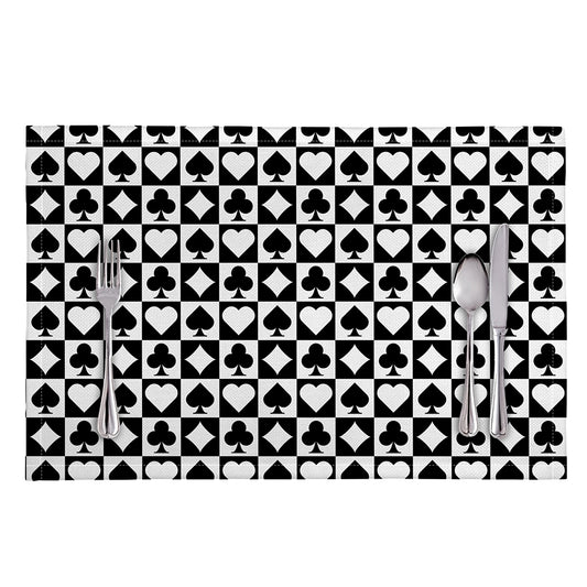 Black And White Playing Card Suits Print Placemat