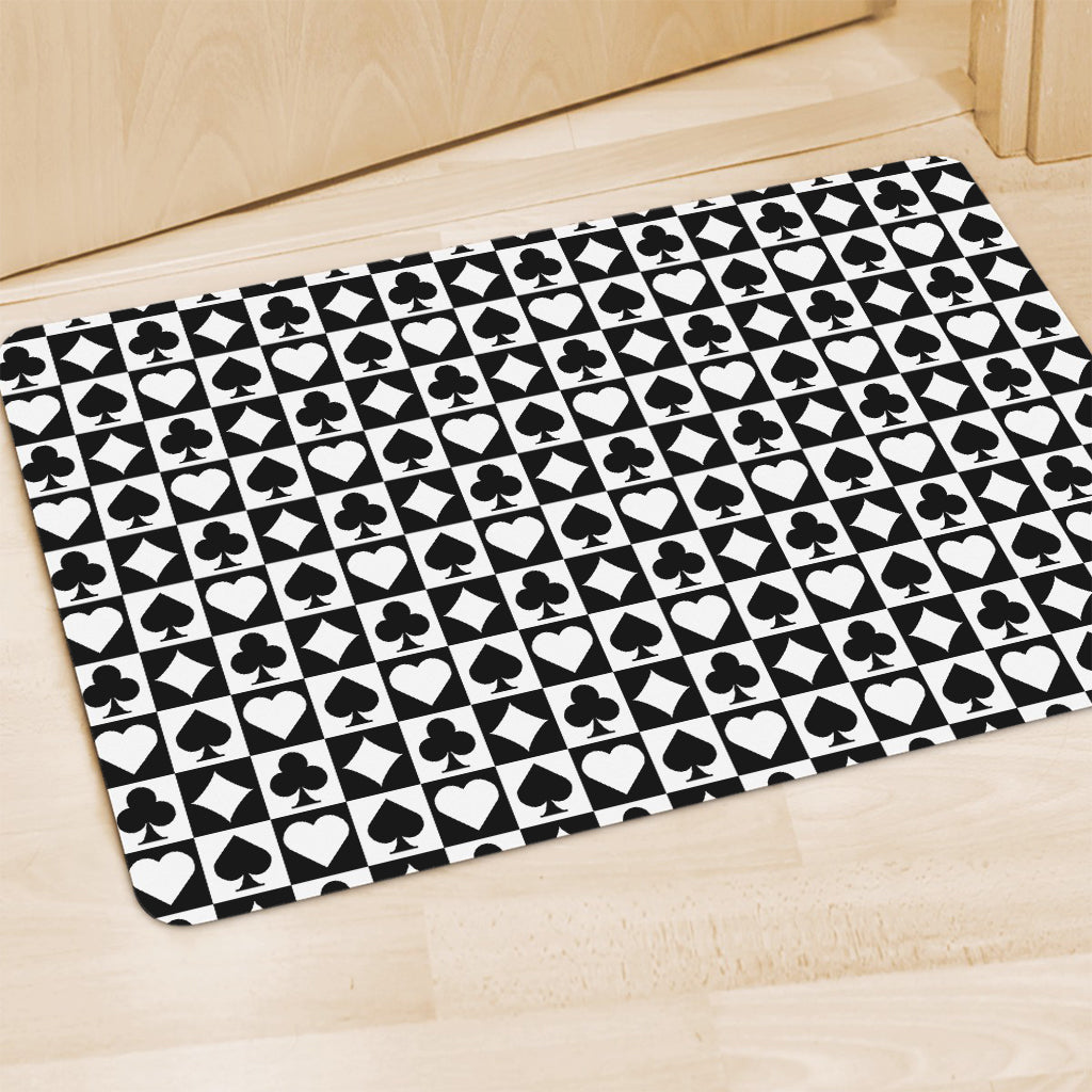 Black And White Playing Card Suits Print Polyester Doormat