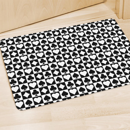 Black And White Playing Card Suits Print Polyester Doormat