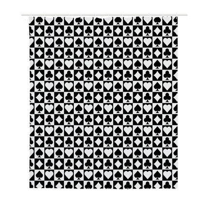 Black And White Playing Card Suits Print Polyester Shower Curtain