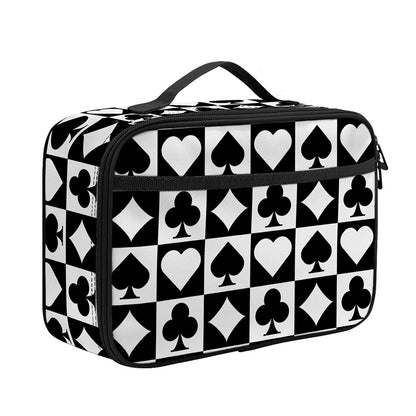 Black And White Playing Card Suits Print Portable Lunch Bag