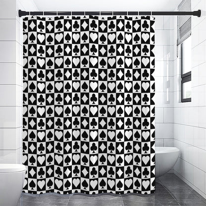 Black And White Playing Card Suits Print Premium Shower Curtain