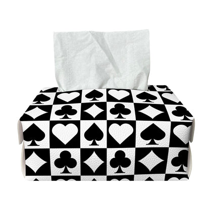 Black And White Playing Card Suits Print Rectangle Tissue Box Cover