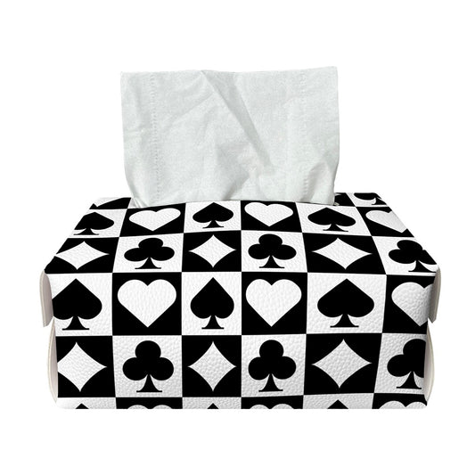 Black And White Playing Card Suits Print Rectangle Tissue Box Cover