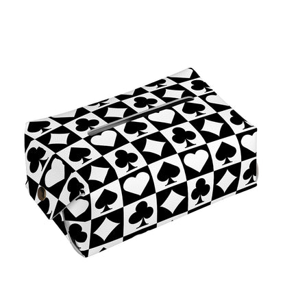 Black And White Playing Card Suits Print Rectangle Tissue Box Cover