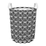 Black And White Playing Card Suits Print Round Laundry Basket